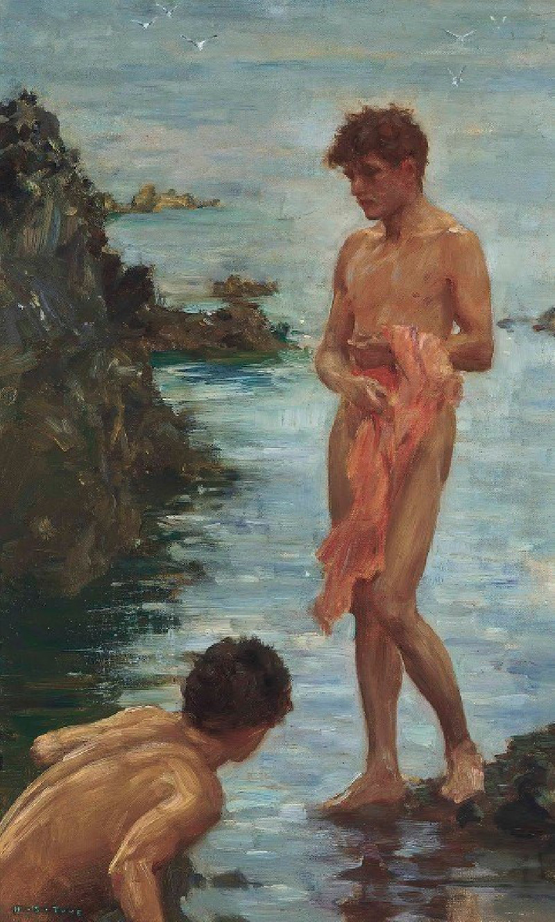 Henry Scott Tuke reprodukcija Variant on A Bathing Group, VISOS REPRODUKCIJOS , paveikslai, reprodukcijos internetu