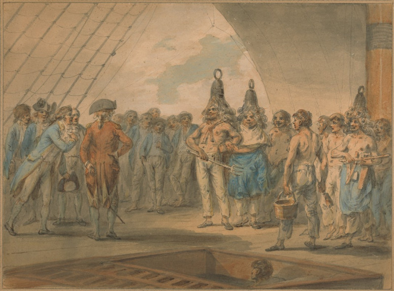 Crossing the Line Ceremony on Board the Ship, ‘Vestal’ reproduction of painting by Julius Caesar Ibbetson. ALL GICLEE PRINTS