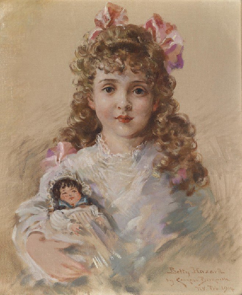 James Carroll Beckwith reprodukcija Betty Hazard with her favourite doll (1914), VISOS REPRODUKCIJOS , paveikslai, reprodukci...