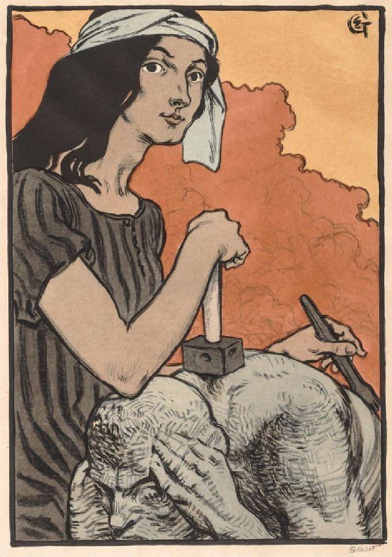 Sculptress (1897) reproduction of painting by Eugène Grasset. ALL GICLEE PRINTS