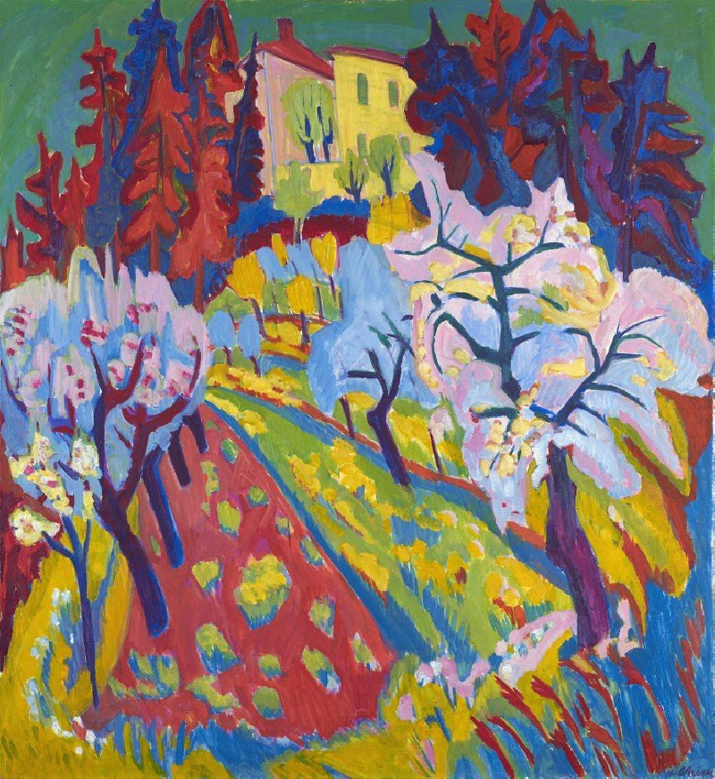 Villa Loverciana with Blossoming Trees (1926) reproduction of painting by Hermann Scherer. ALL GICLEE PRINTS