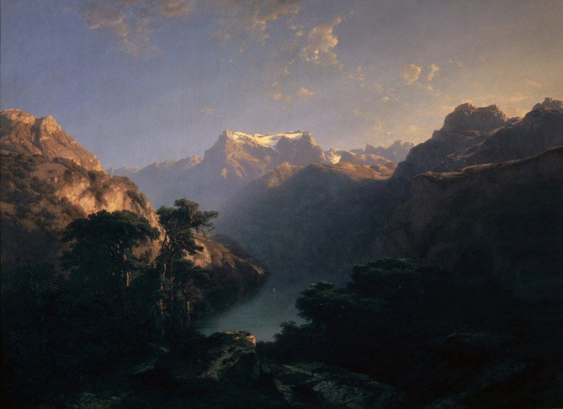 By the Lake of Uri (1849) reproduction of painting by Alexandre Calame. ALL GICLEE PRINTS