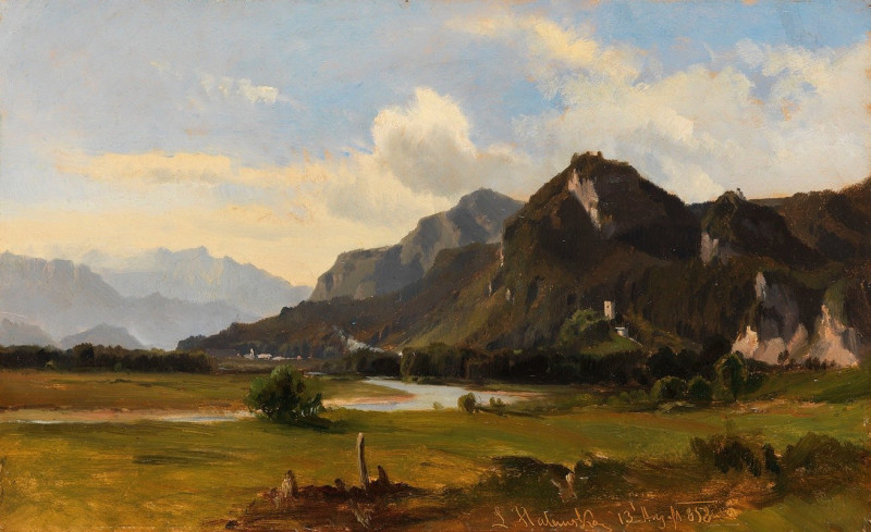 Landschaft bei Flintsbach am Inn (1858) reproduction of painting by Ludwig Halauska. ALL GICLEE PRINTS