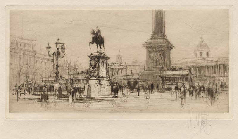 Trafalgar Square (1924) reproduction of painting by William Walcot. ALL GICLEE PRINTS