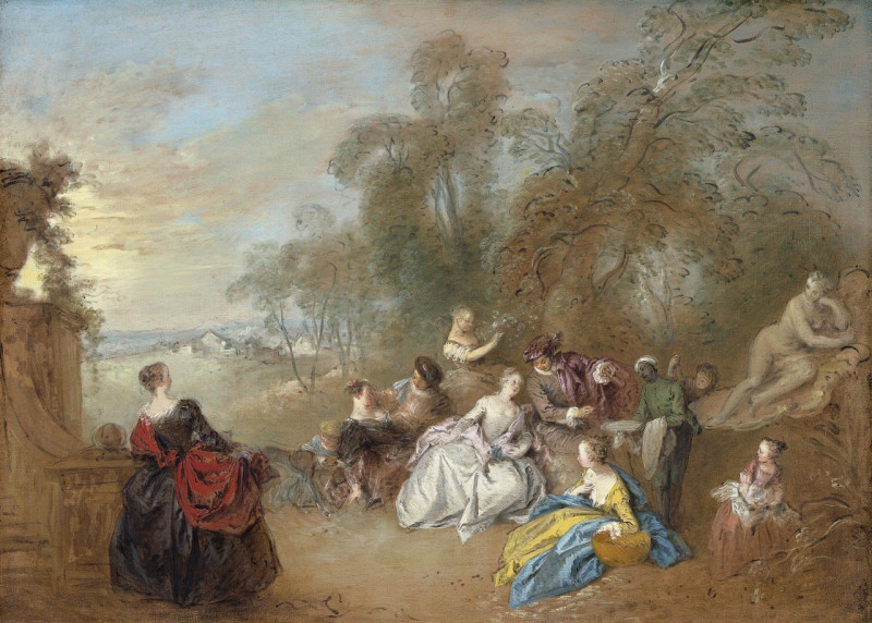 Jean-Baptiste Pater reprodukcija On the Terrace (c. 1730-1735), VISOS REPRODUKCIJOS , paveikslai, reprodukcijos internetu