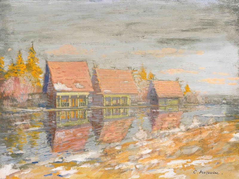 Konstantin Alexeevich Korovin reprodukcija Dachas On The River Bank, VISOS REPRODUKCIJOS , paveikslai, reprodukcijos internetu