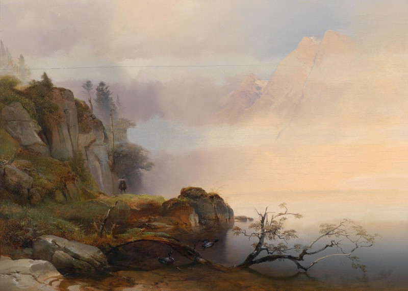 Herbststimmung Am See (1846) reproduction of painting by Anton Hansch. ALL GICLEE PRINTS