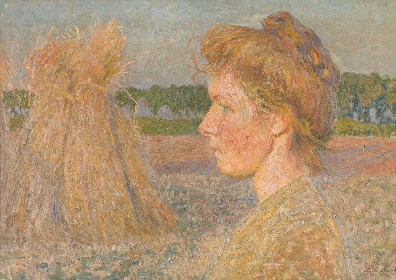 Profile of a Woman and Wheatsheaves reproduction of painting by Emile Claus. ALL GICLEE PRINTS