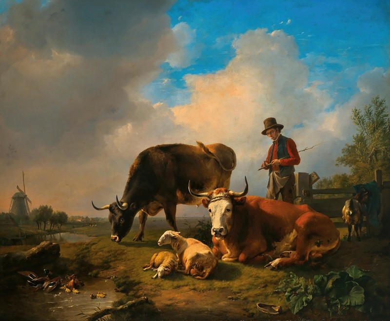 A Pastoral Idyll (1831) reproduction of painting by Eugène Joseph Verboeckhoven. ALL GICLEE PRINTS