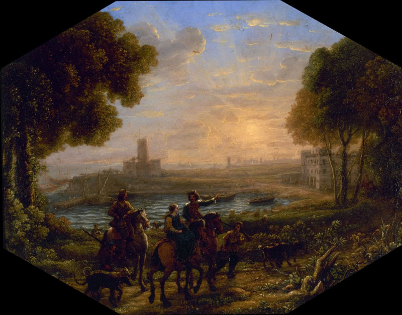 Paysage avec le port de Santa Marinella (1639) reproduction of painting by Claude Lorrain. ALL GICLEE PRINTS