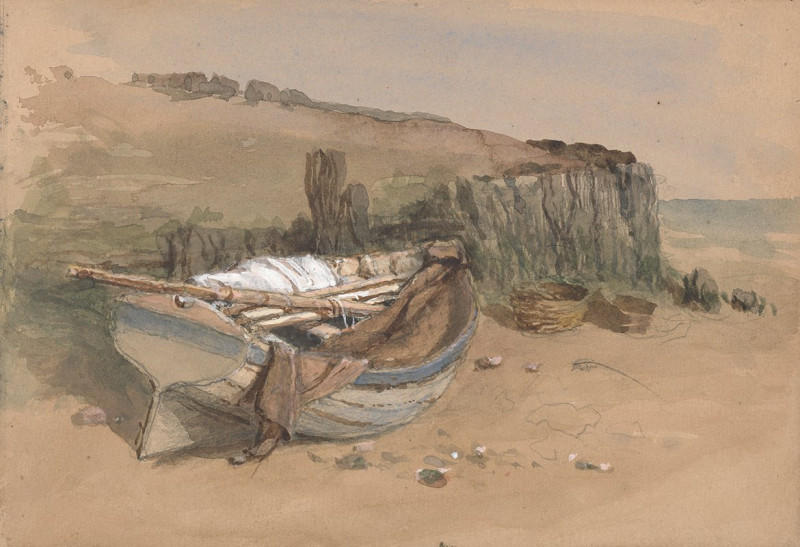 Study of a Beached Fishing Boat (1863) reproduction of painting by Clarkson Stanfield. ALL GICLEE PRINTS