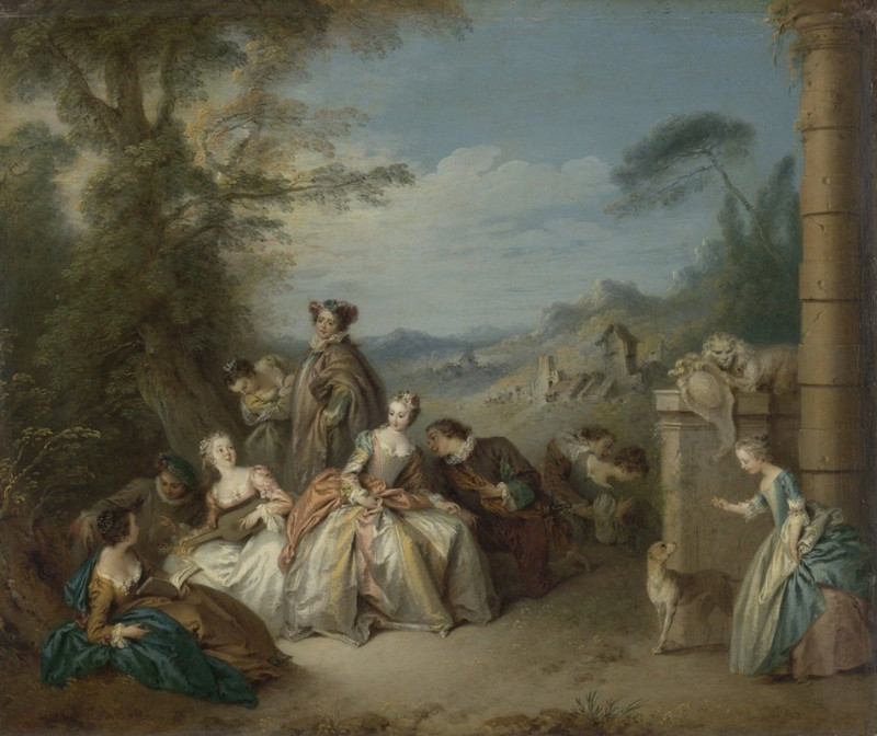 Fête galante in a Landscape (c. 1730 - c. 1735) reproduction of painting by Jean-Baptiste Pater. ALL GICLEE PRINTS