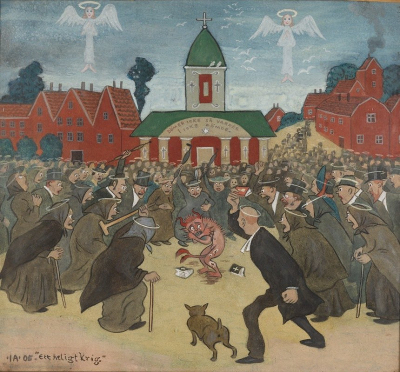 A Holy War (1905) reproduction of painting by Ivar Arosenius. ALL GICLEE PRINTS