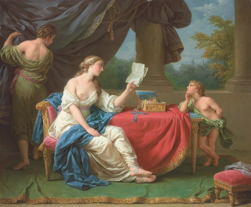 Penelope Reading A Letter From Odysseus reproduction of painting by Louis-Jean-François Lagrenée. ALL GICLEE PRINTS