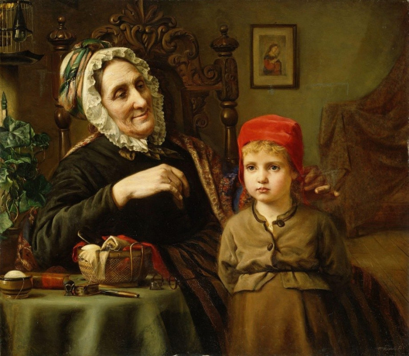 Little Red Riding Hood (1872) reproduction of painting by Harriet Backer. ALL GICLEE PRINTS