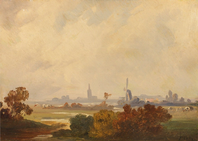 Herbstlandschaft in Holland (1846) reproduction of painting by Friedrich Voltz. ALL GICLEE PRINTS