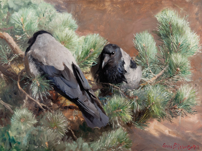 Crows (1891) reproduction of painting by Bruno Liljefors. ALL GICLEE PRINTS