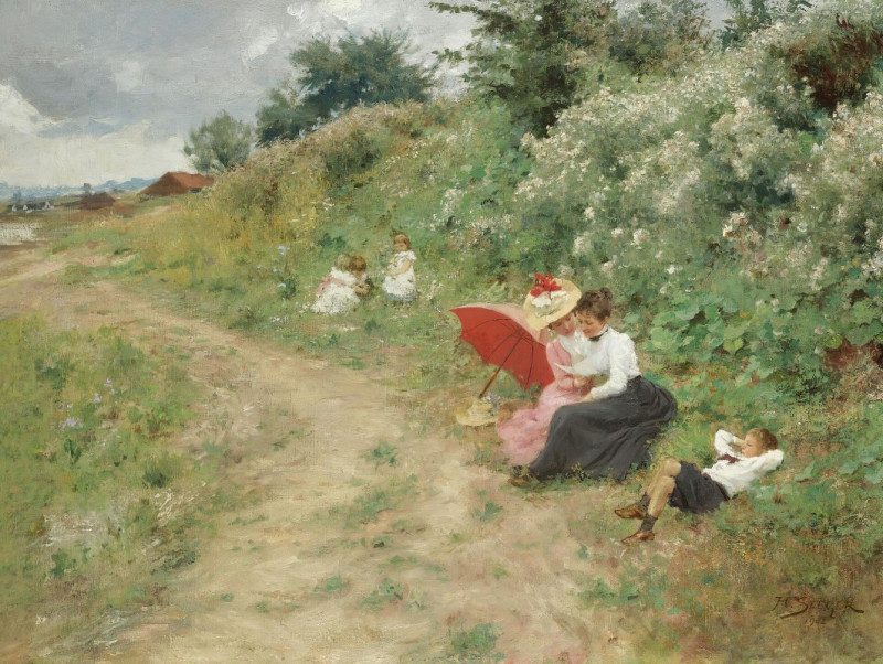 A Summer Outing (1902) reproduction of painting by Hermann Seeger. ALL GICLEE PRINTS