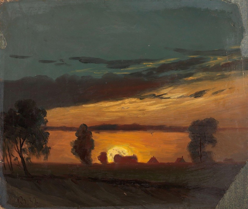 Landscape in Sunset (1852) reproduction of painting by Knud Baade. ALL GICLEE PRINTS