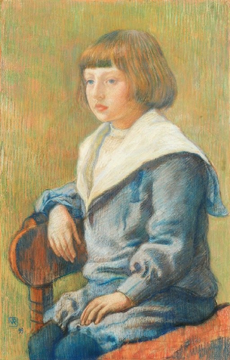 Portrait D’enfant (1899) reproduction of painting by Theo van Rysselberghe. ALL GICLEE PRINTS