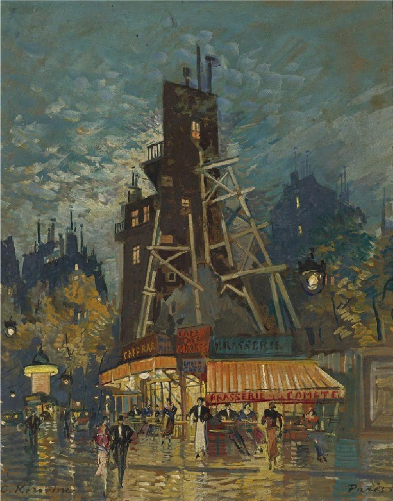 Parisian Boulevard reproduction of painting by Konstantin Alexeevich Korovin. ALL GICLEE PRINTS