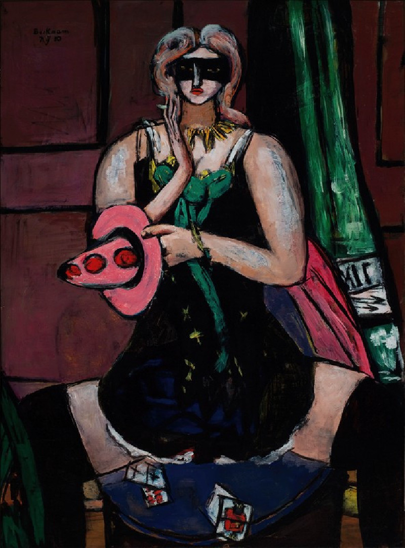 Carnival Mask, Green, Violet, and Pink (Columbine) (1950) reproduction of painting by Max Beckmann. ALL GICLEE PRINTS