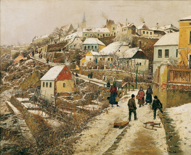 Theodor Von Hörmann reprodukcija Znaim Im Schnee Ii (1892), VISOS REPRODUKCIJOS , paveikslai, reprodukcijos internetu