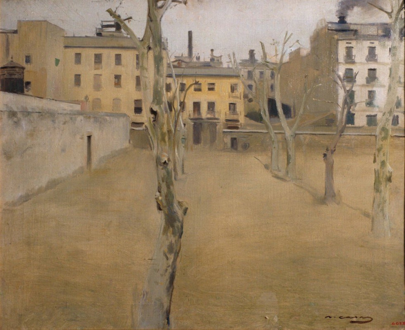 Courtyard of the old Barcelona prison (Courtyard of the ‘lambs’) (circa 1894) reproduction of painting by Ramón Casas. ALL GI...