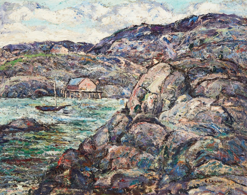 Rocky Coast, Nova Scotia (1919) reproduction of painting by Ernest Lawson. ALL GICLEE PRINTS