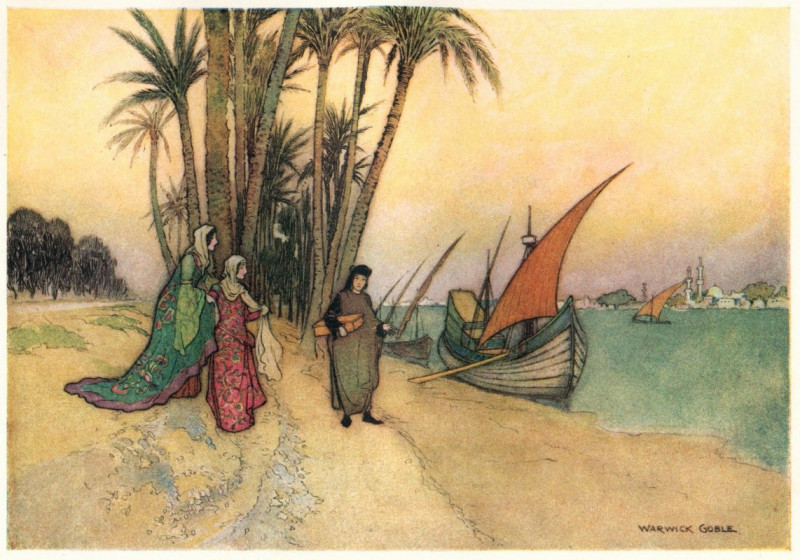 Liviella going to the Ship (1911) reproduction of painting by Warwick Goble. ALL GICLEE PRINTS