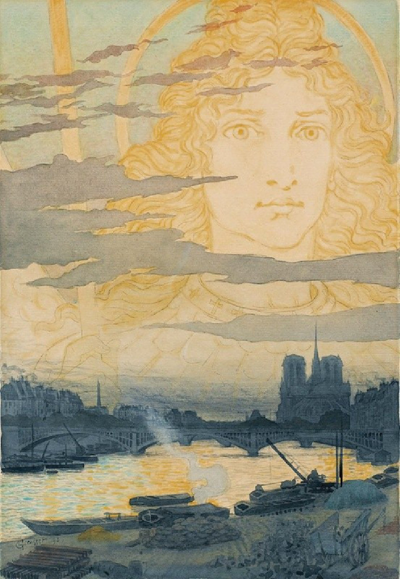 Sainte Geneviève Veillant Sur Paris (1898) reproduction of painting by Eugène Grasset. ALL GICLEE PRINTS