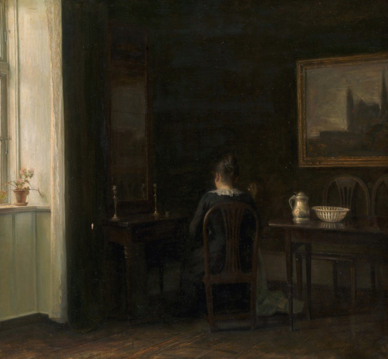 Interior with the Artist’s Wife Emilie Heise (1903) reproduction of painting by Carl Holsøe. ALL GICLEE PRINTS