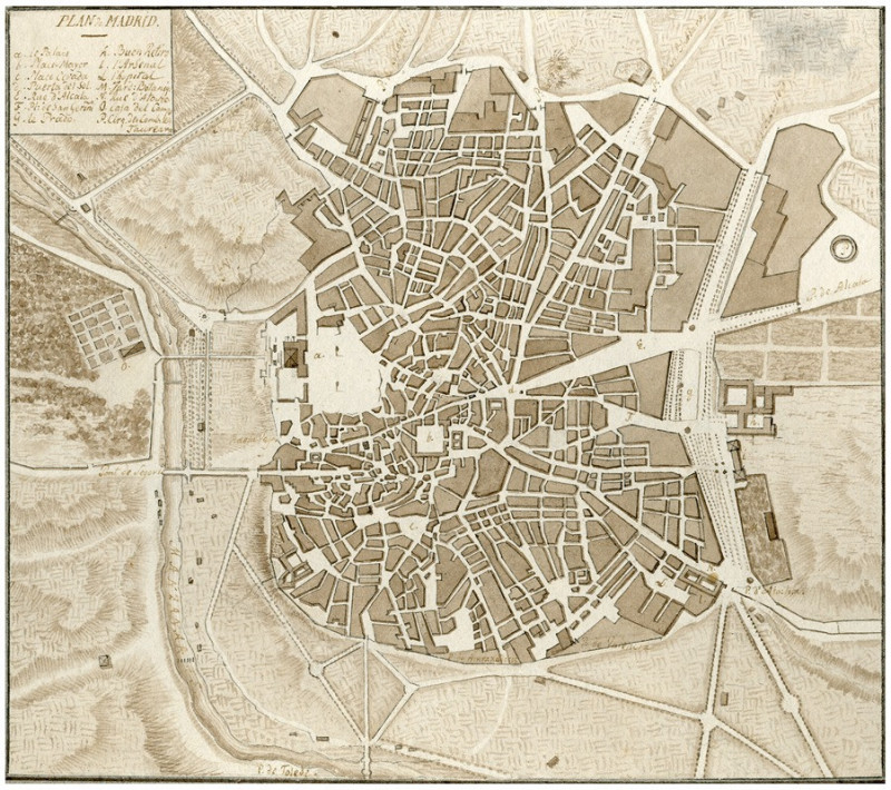 Plattegrond van Madrid reproduction of painting by Otto Howen. ALL GICLEE PRINTS