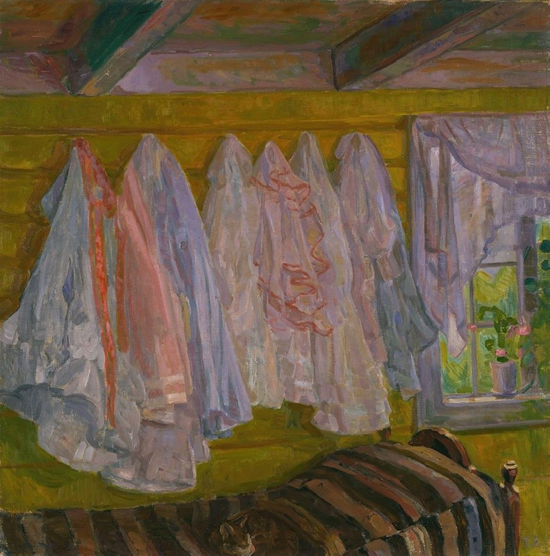 Summer Dresses, interior from Seljord (1905) reproduction of painting by Thorvald Erichsen. ALL GICLEE PRINTS