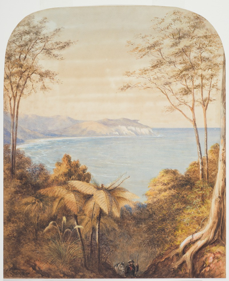 Untitled (New Zealand seascape) (1863) reproduction of painting by Charles Decimus Barraud. ALL GICLEE PRINTS