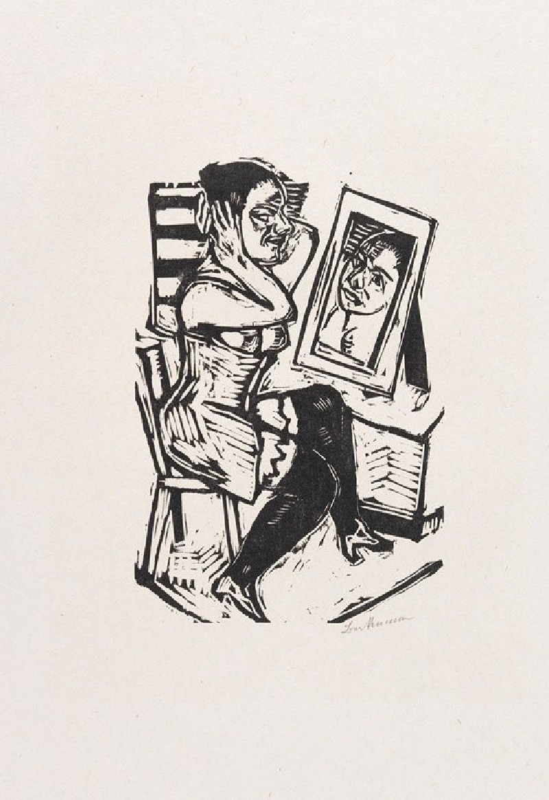 Toilette (Vorm Spiegel) (1923) reproduction of painting by Max Beckmann. ALL GICLEE PRINTS