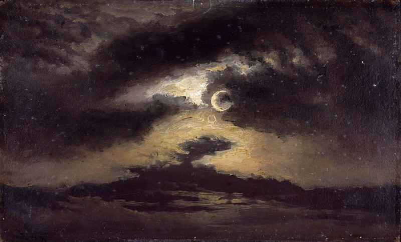 Clouds in Moonlight (1843) reproduction of painting by Knud Baade. ALL GICLEE PRINTS