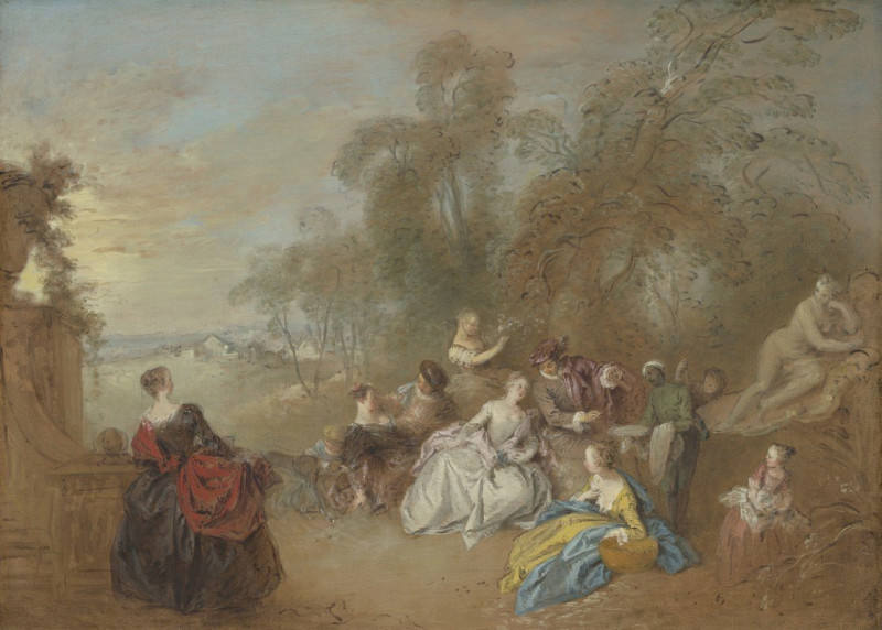 On the Terrace (c. 1730-1735) reproduction of painting by Jean-Baptiste Pater. ALL GICLEE PRINTS