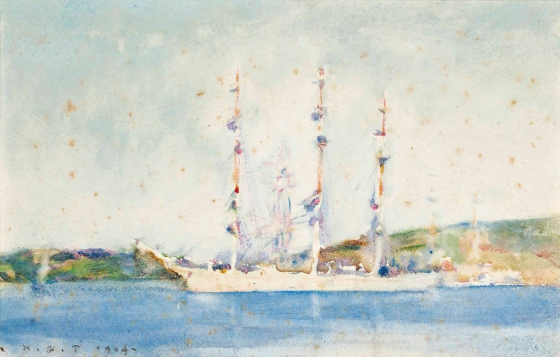 A Windjammer At Anchor (1904) reproduction of painting by Henry Scott Tuke. ALL GICLEE PRINTS