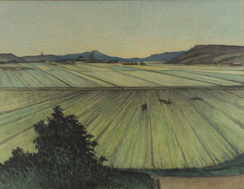 Landscape with Fields (1897) reproduction of painting by Karl Nordström. ALL GICLEE PRINTS