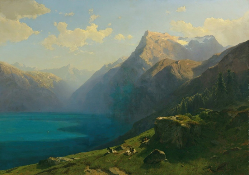 View Of Lake Lucerne From Seelisberg (1862) reproduction of painting by Alexandre Calame. ALL GICLEE PRINTS