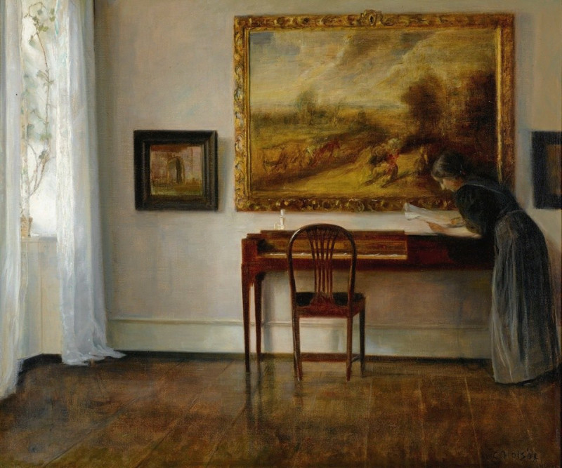 Carl Holsøe reprodukcija Interior With Painting, VISOS REPRODUKCIJOS , paveikslai, reprodukcijos internetu