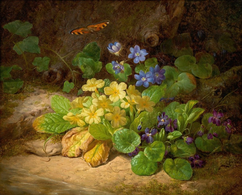 Kleines Blumenstück (Alpenblumen) (1860) reproduction of painting by Josef Lauer. ALL GICLEE PRINTS