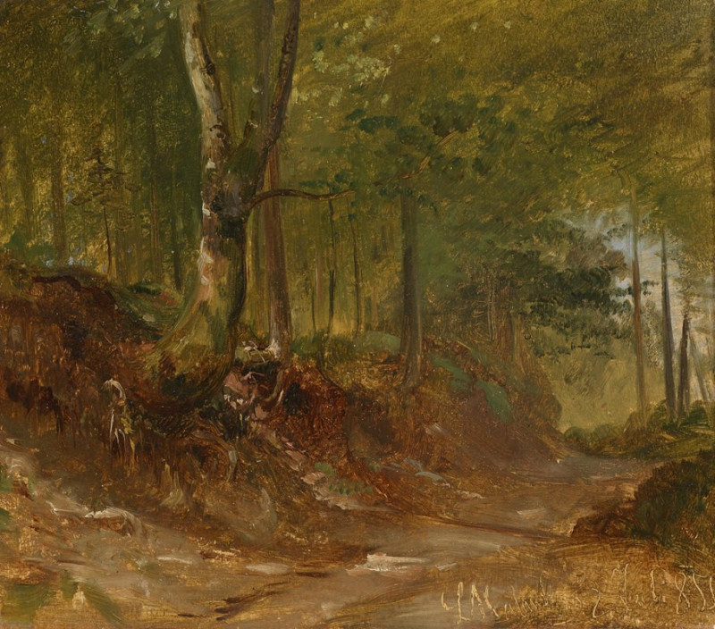 Waldweg (1855) reproduction of painting by Ludwig Halauska. ALL GICLEE PRINTS