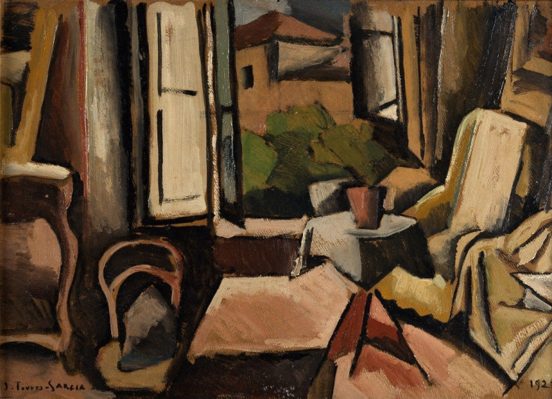 Interior (1928) reproduction of painting by Joaquín Torres-García. ALL GICLEE PRINTS