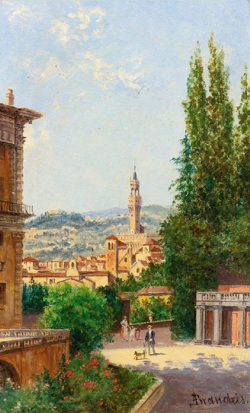 View Of Palazzo Vecchio From The Boboli Gardens, Florence reproduction of painting by Antonietta Brandeis. ALL GICLEE PRINTS