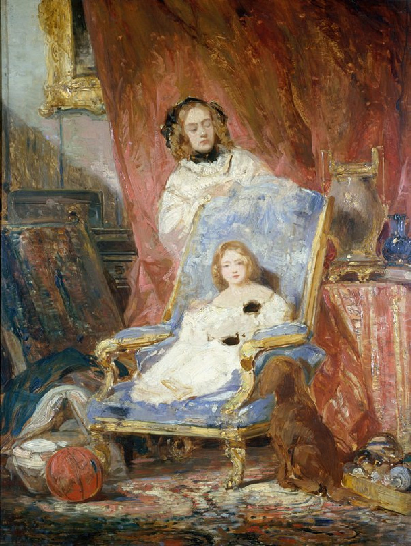 Portrait de Madame Isabey et de sa fille (1840) reproduction of painting by Eugène Isabey. ALL GICLEE PRINTS