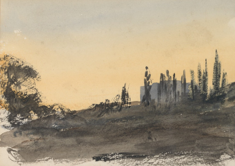 Study of a Hill with Trees (1861) reproduction of painting by Barbara Bodichon. ALL GICLEE PRINTS