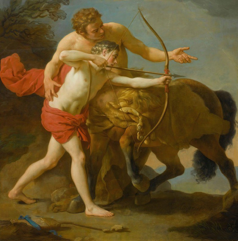 The Centaur Chiron Instructing Achilles reproduction of painting by Louis-Jean-François Lagrenée. ALL GICLEE PRINTS