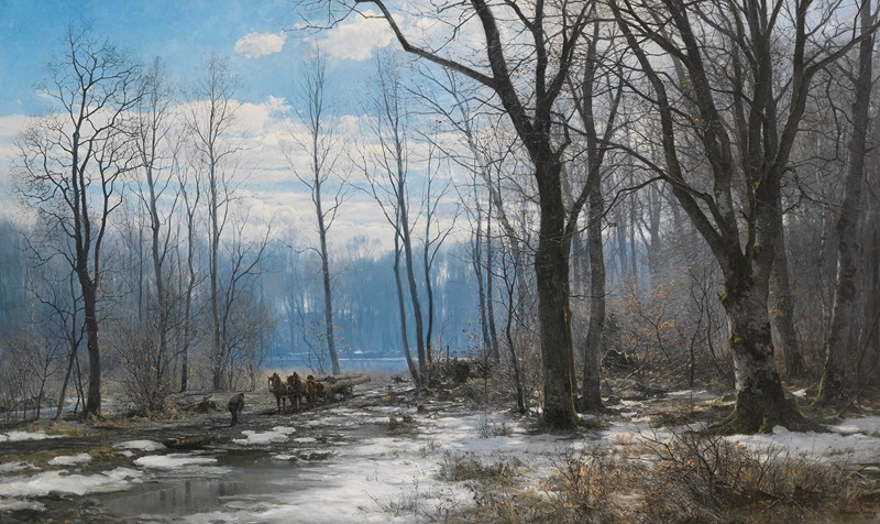 Wintertag im Englischen Garten in München (1890) reproduction of painting by Anders Andersen-Lundby. ALL GICLEE PRINTS